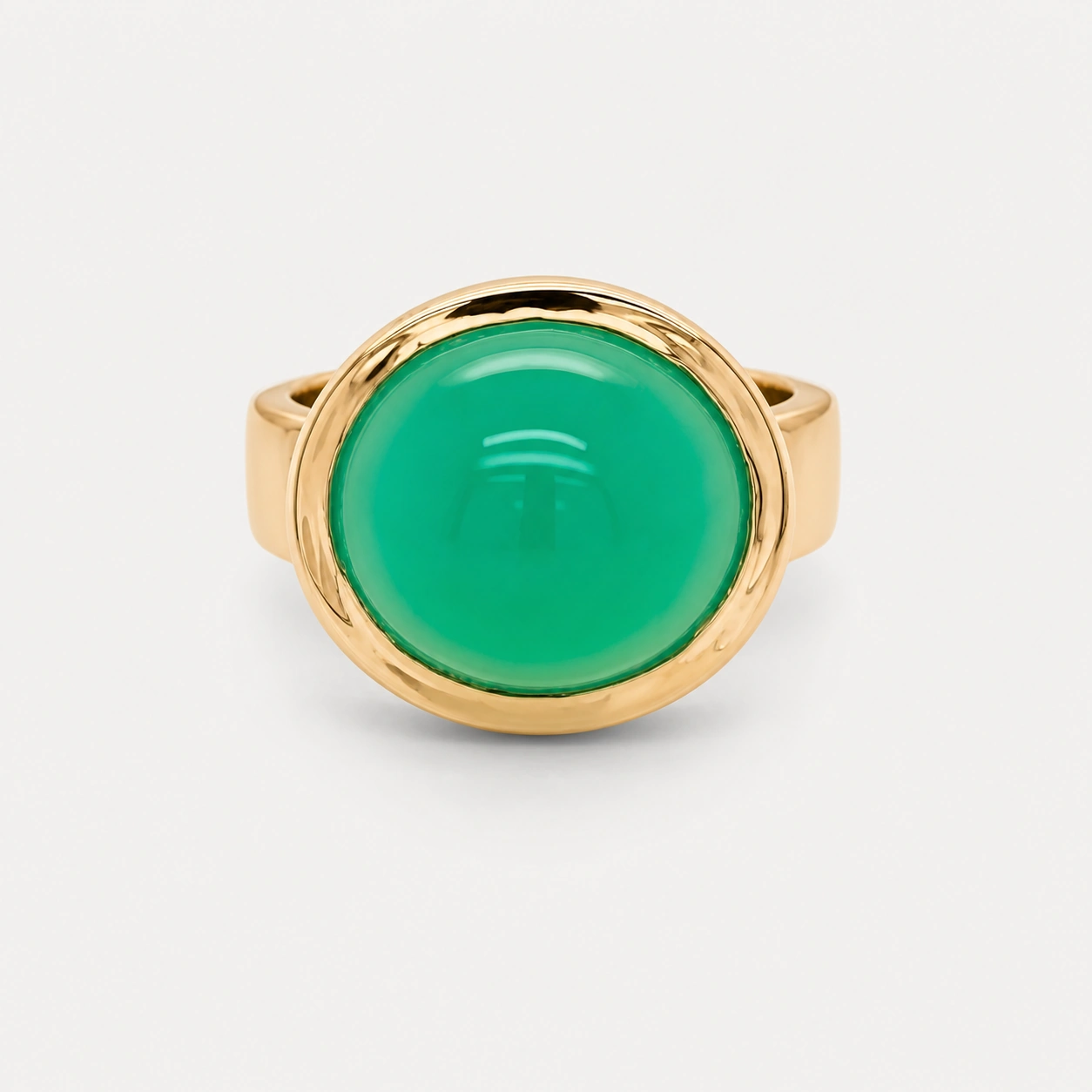 14K Yellow Gold Chrysoprase Ring