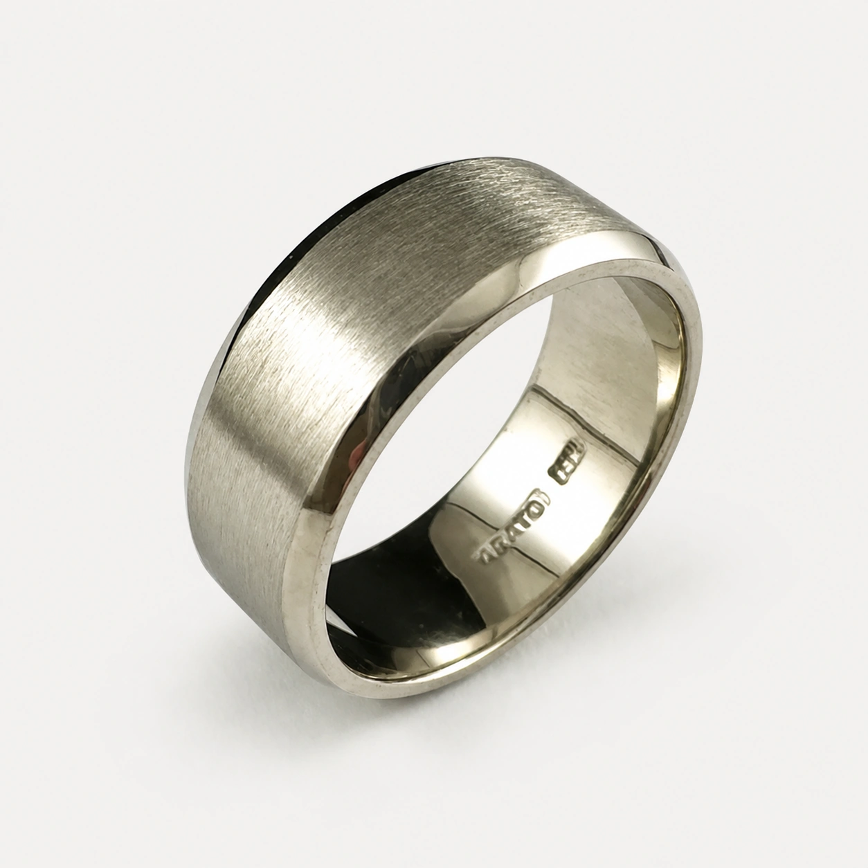 Gents 14K White Gold Wedding Band With Satin Finish