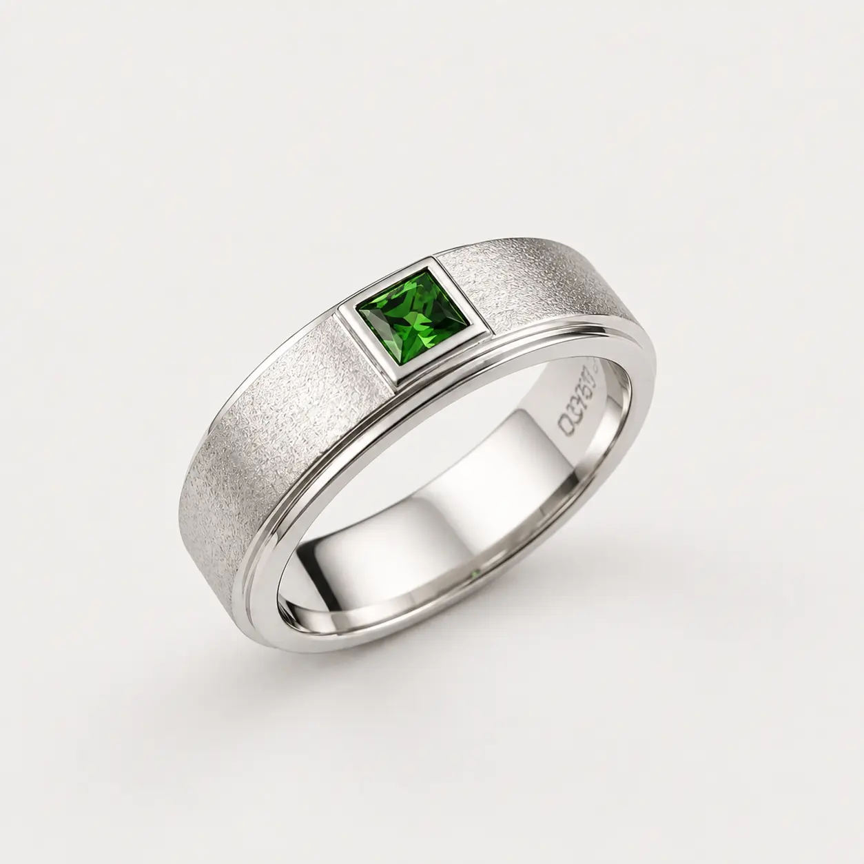 Gents Platinum Tsavorite Garnet Ring