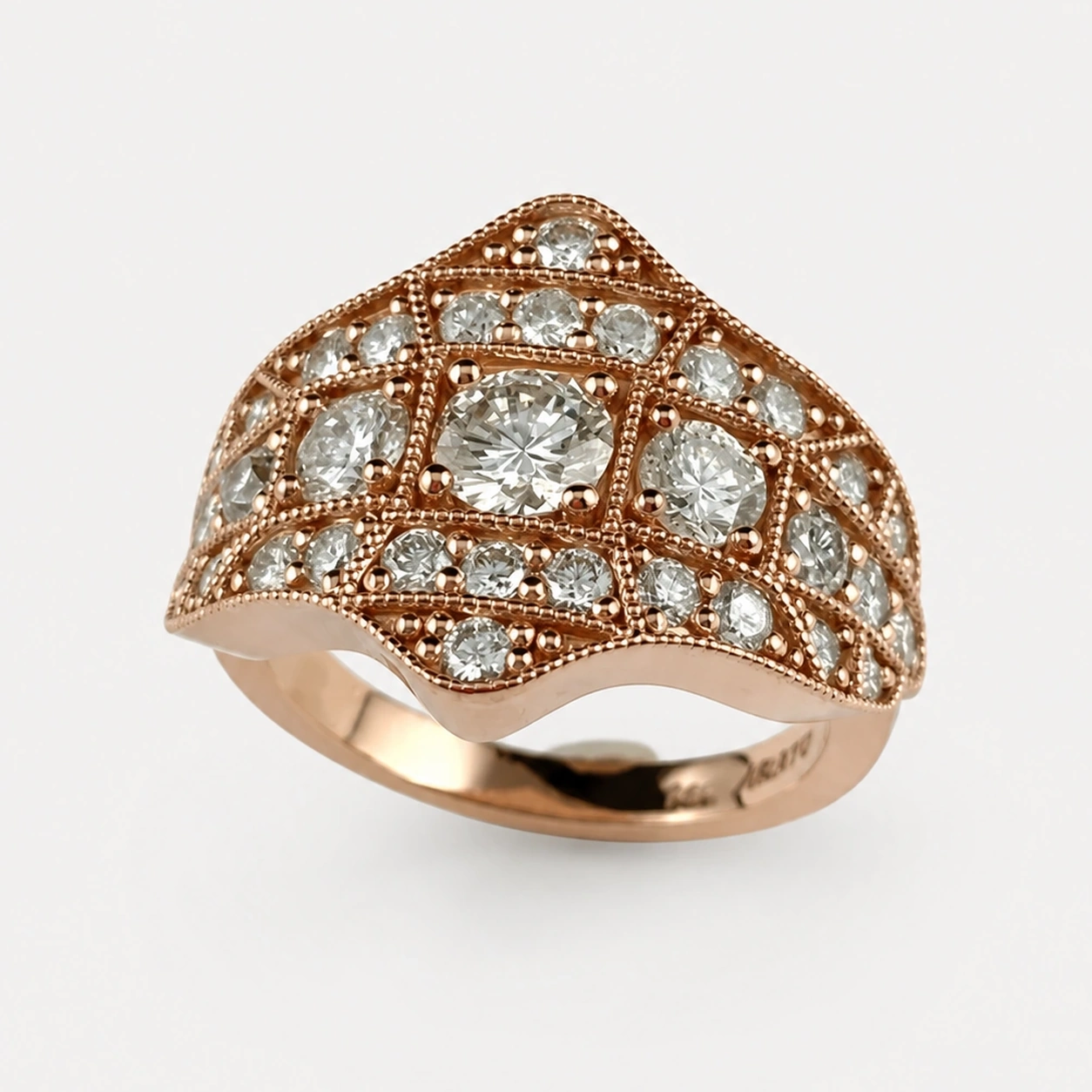 14K Rose Gold Multi Diamond Ring