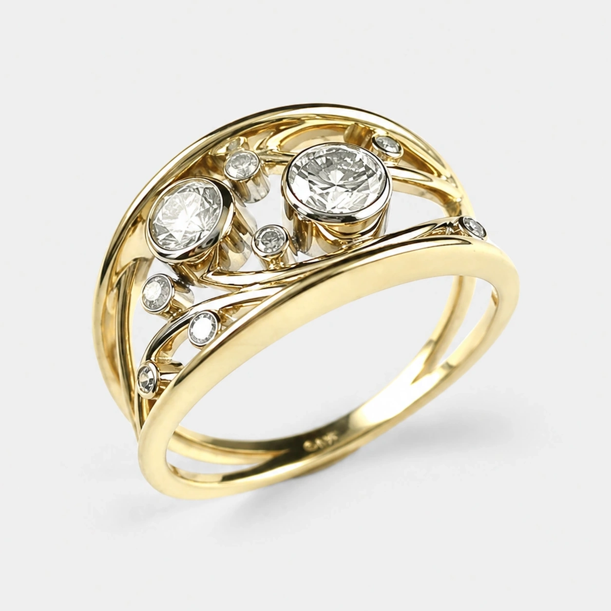 14K Yellow and White Gold Diamond Ring