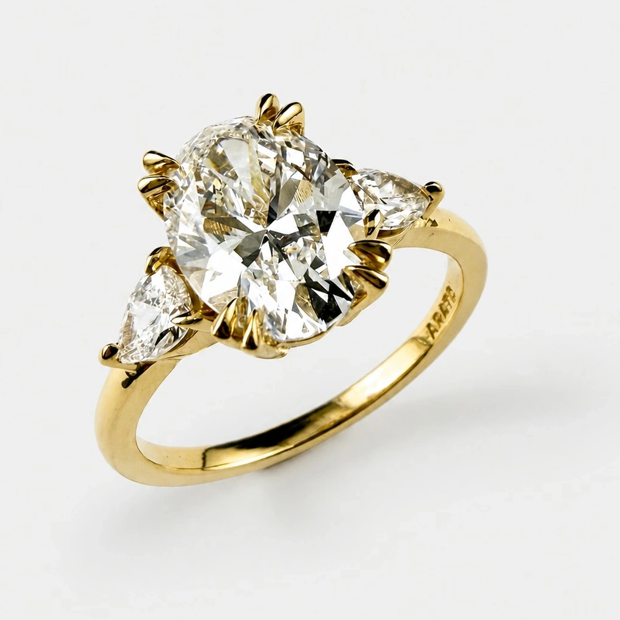 14K Yellow Gold Oval and Pear Brilliant Shaped Diamond Ring