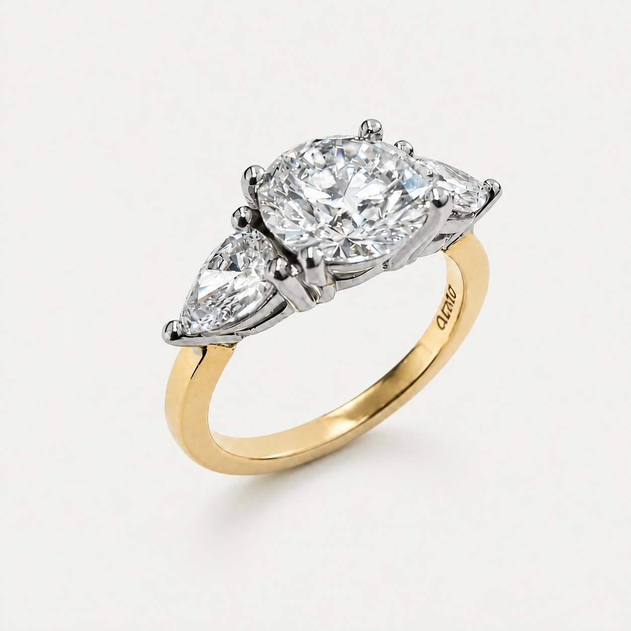 18K Yellow 19K White Gold Lab Created Diamond Ring