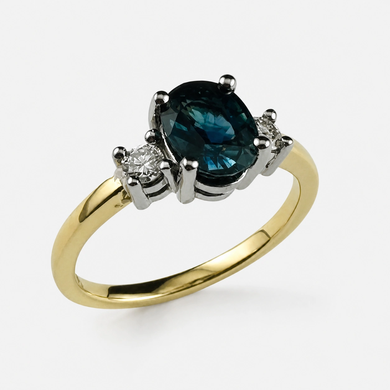 18K Yellow and 19K White Gold Sapphire and Diamond Ring