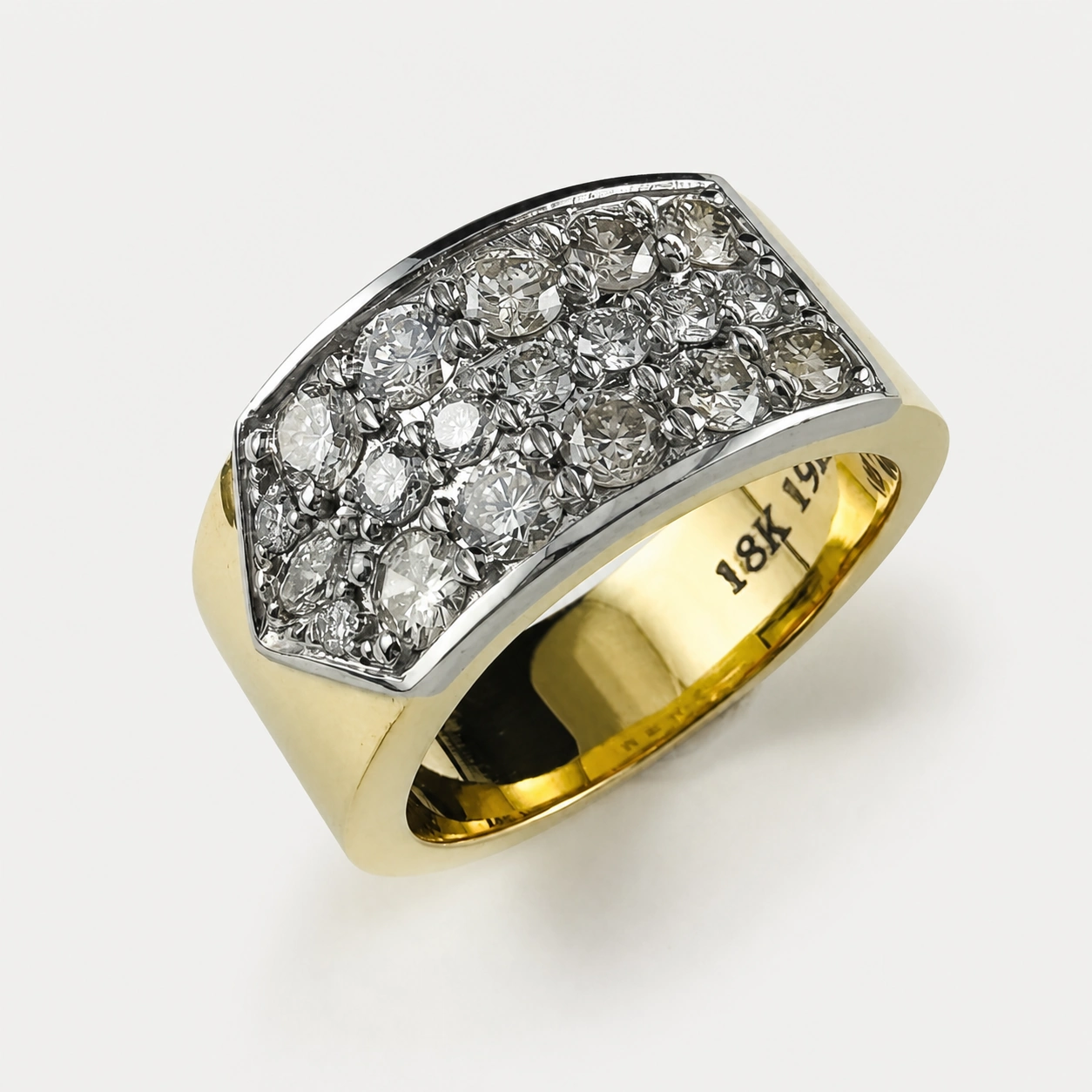 18K Yellow Gold and 19K White Gold Diamond Pave Band