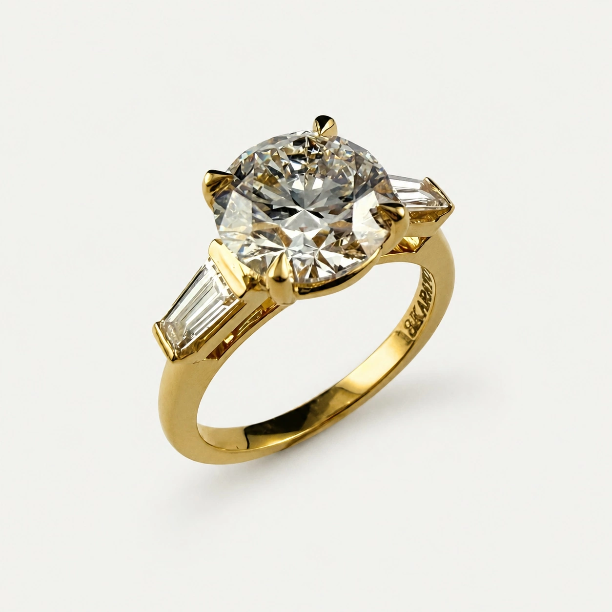 18K Yellow Gold Lab Created Diamond Trinity Ring