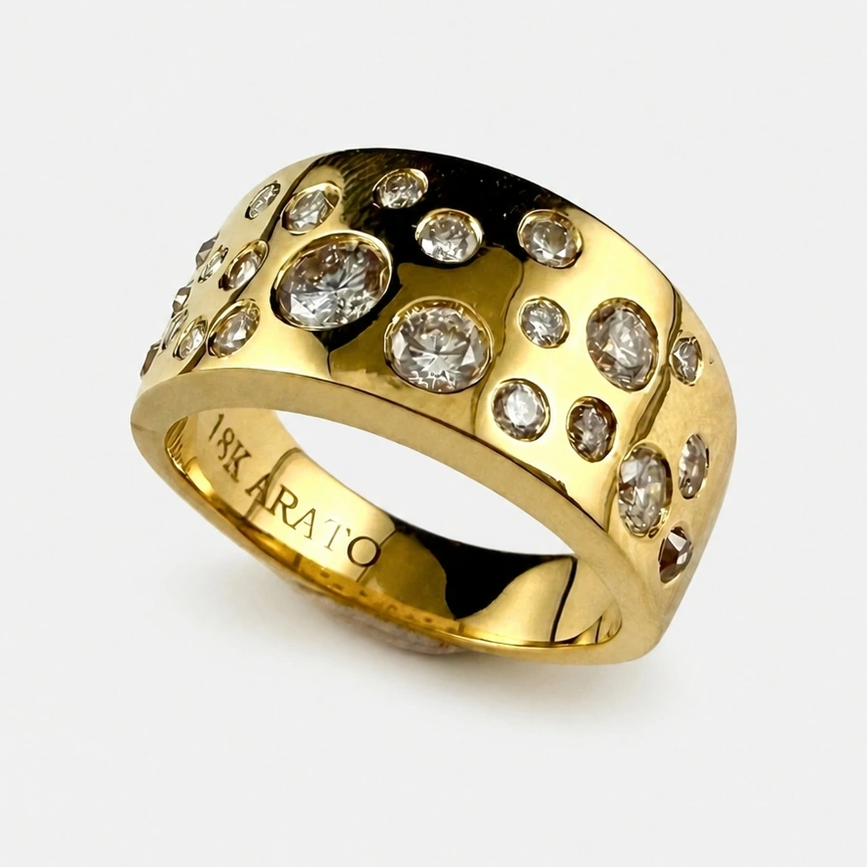 18K Yellow Gold Multi Diamond Bubble Ring
