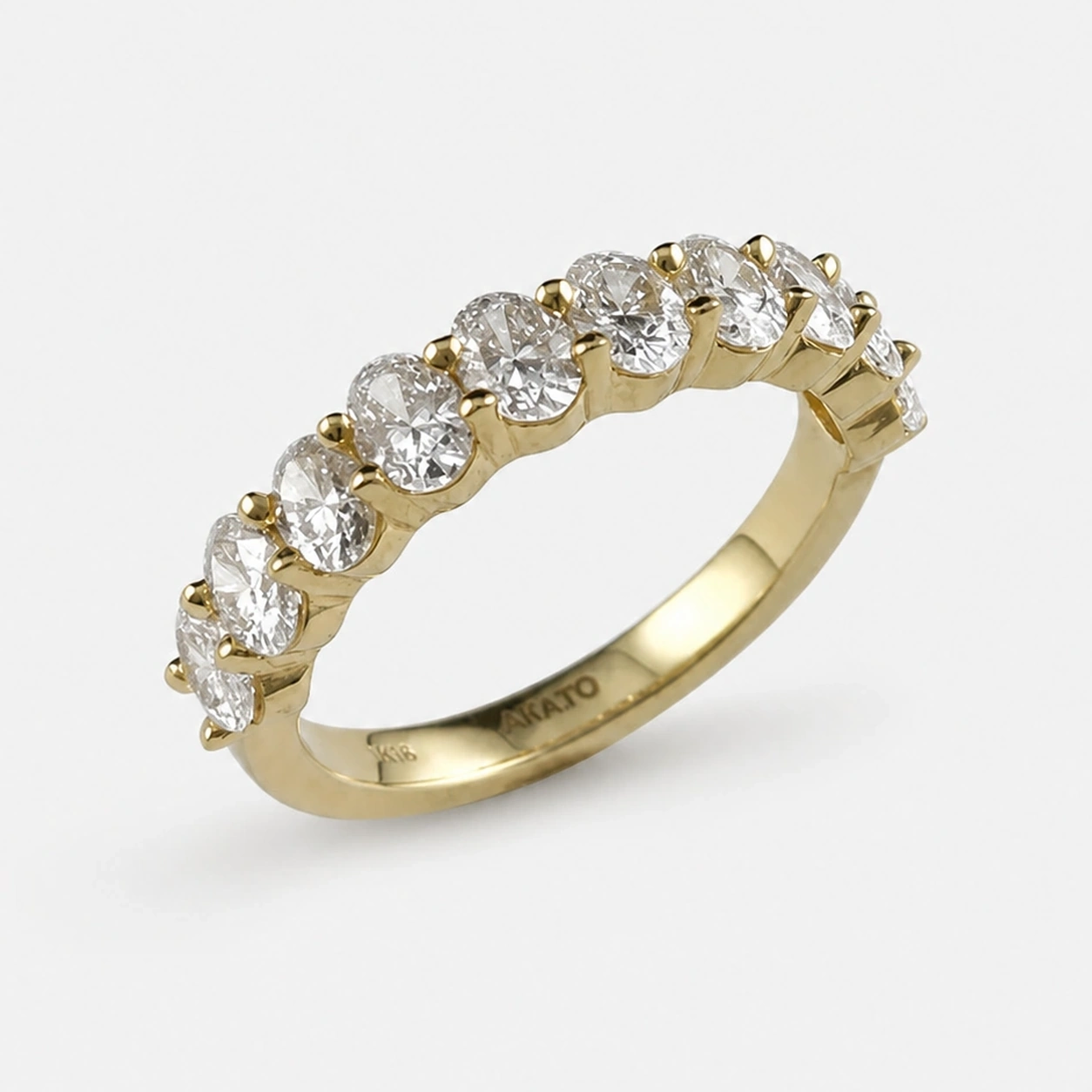 18K Yellow Gold Oval Diamond Band