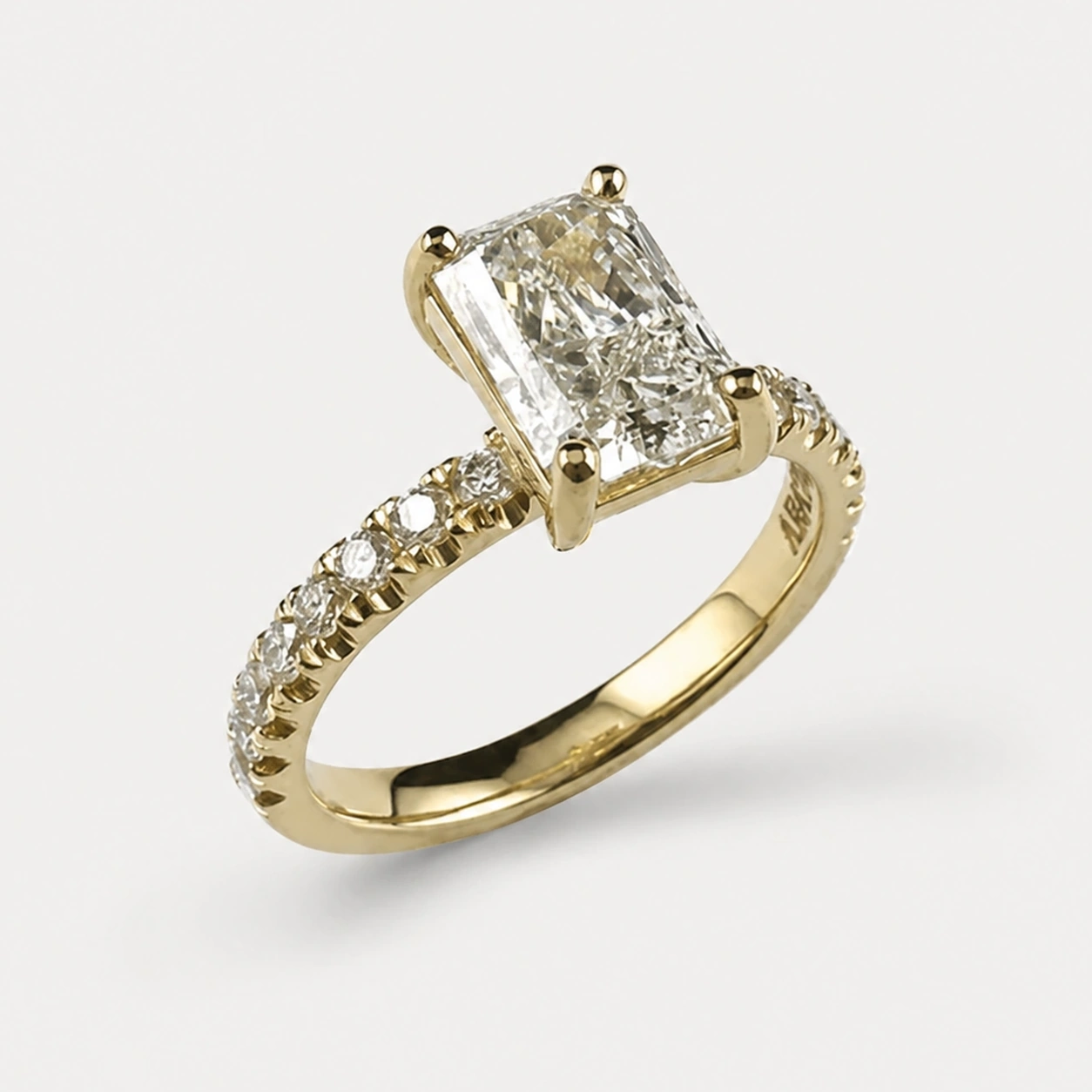 18K Yellow Gold Radiant Cut Diamond Engagement Ring