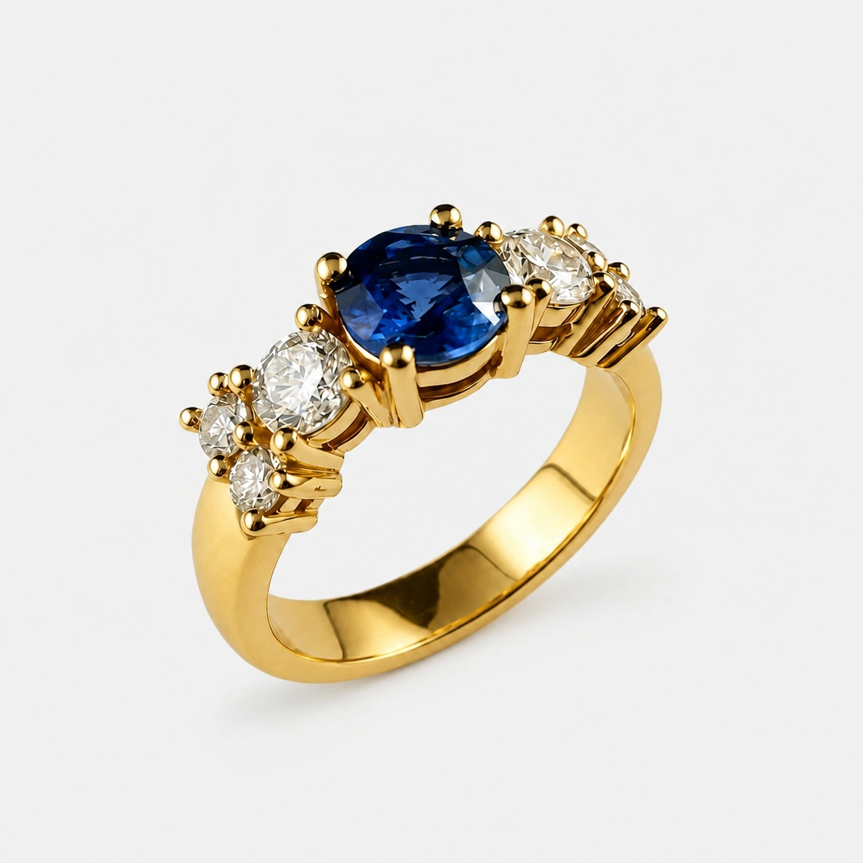 18K Yellow Gold Sapphire and Diamond Ring