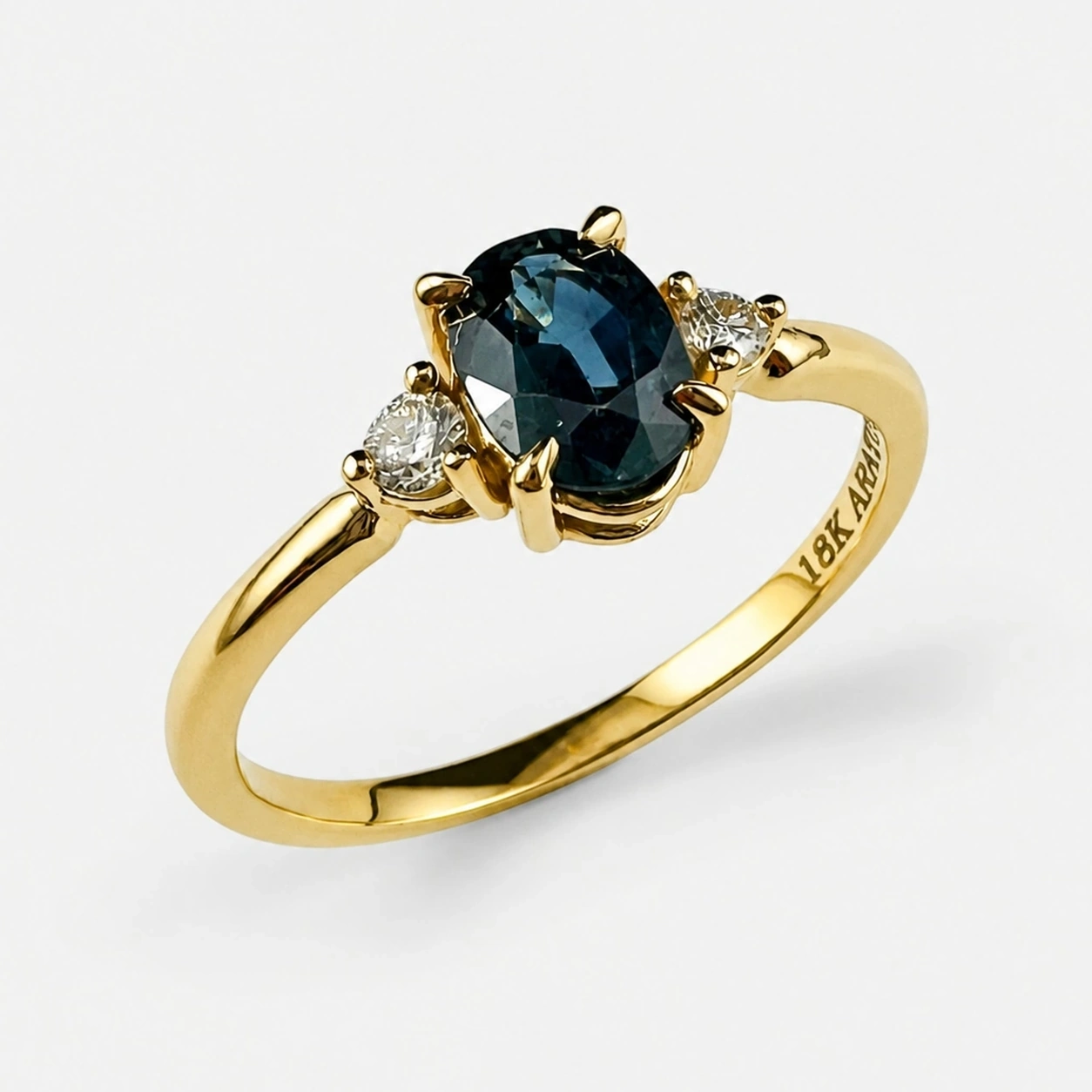 18K Yellow Gold Sapphire and Diamond Ring_1