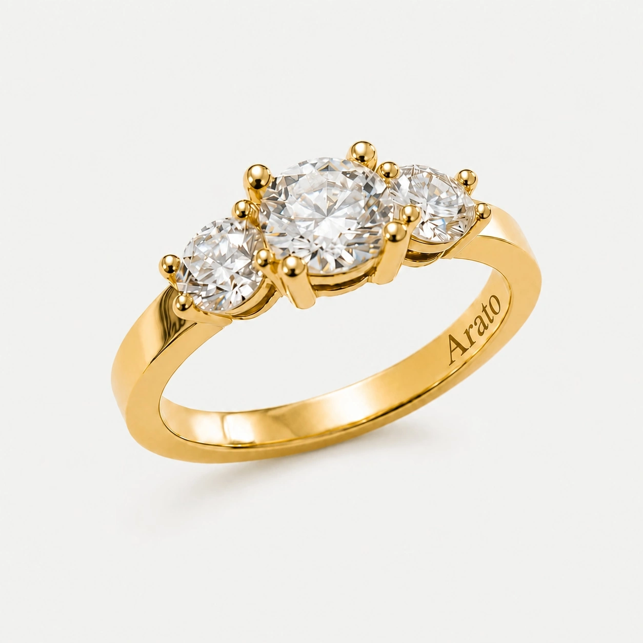 18K Yellow Gold Trinity Style Ring With Canadian 