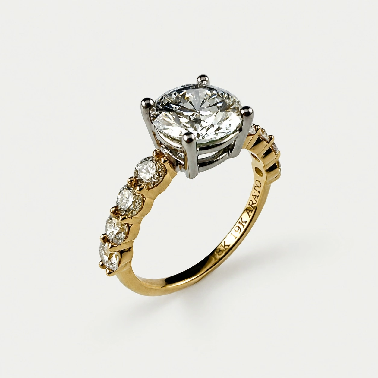 18K Yellow and 19K White Gold Lab Created Diamond Ring