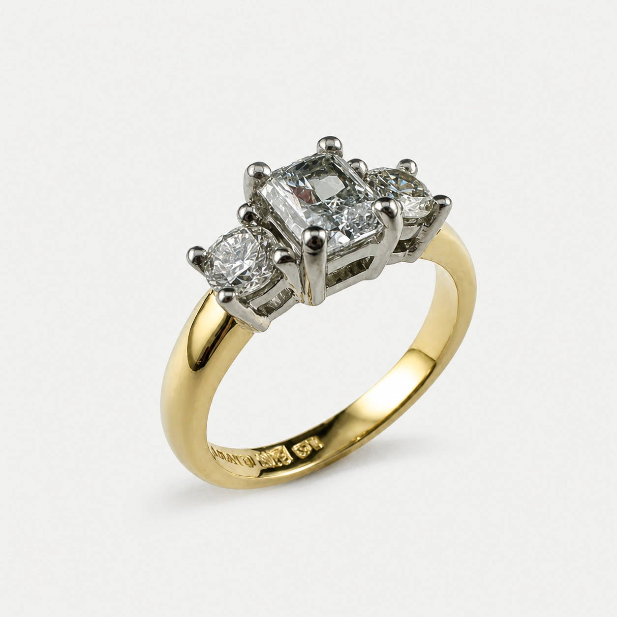 19K White 18K Yellow 3 Diamond Ring