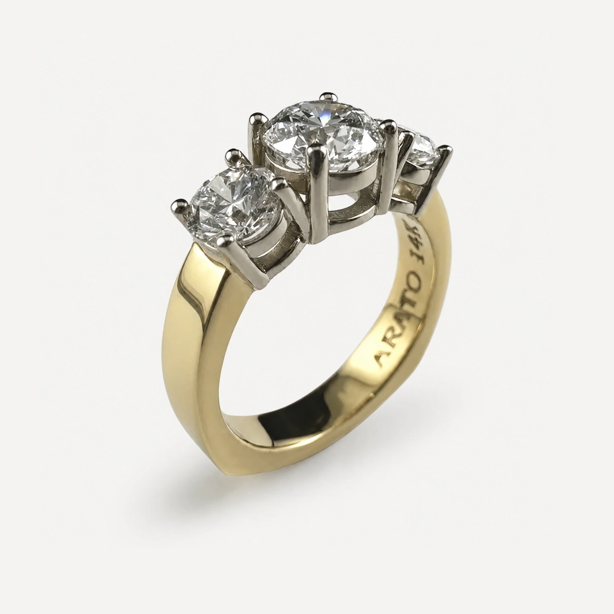19K White 18K Yellow Trinity Diamond Ring