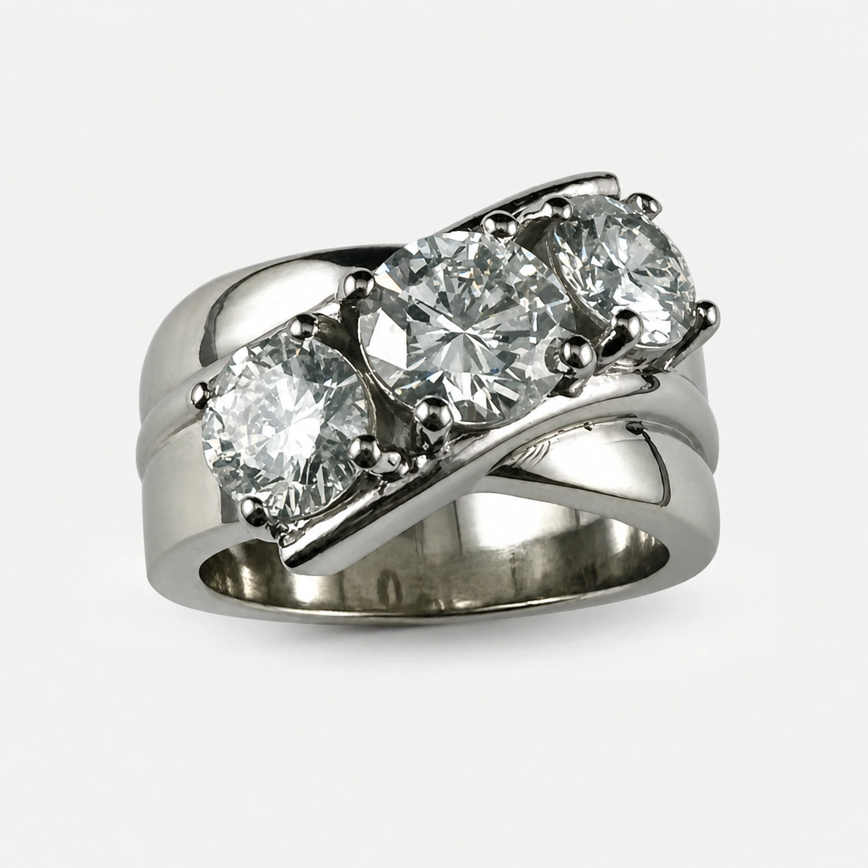 19K White Gold 3 Diamond Ring