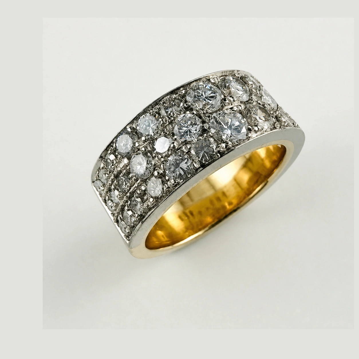 19K White Gold and 18K Yellow Gold Diamond Pave Band