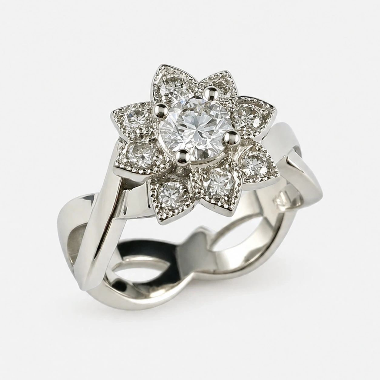 19K White Gold Diamond Engagement Ring