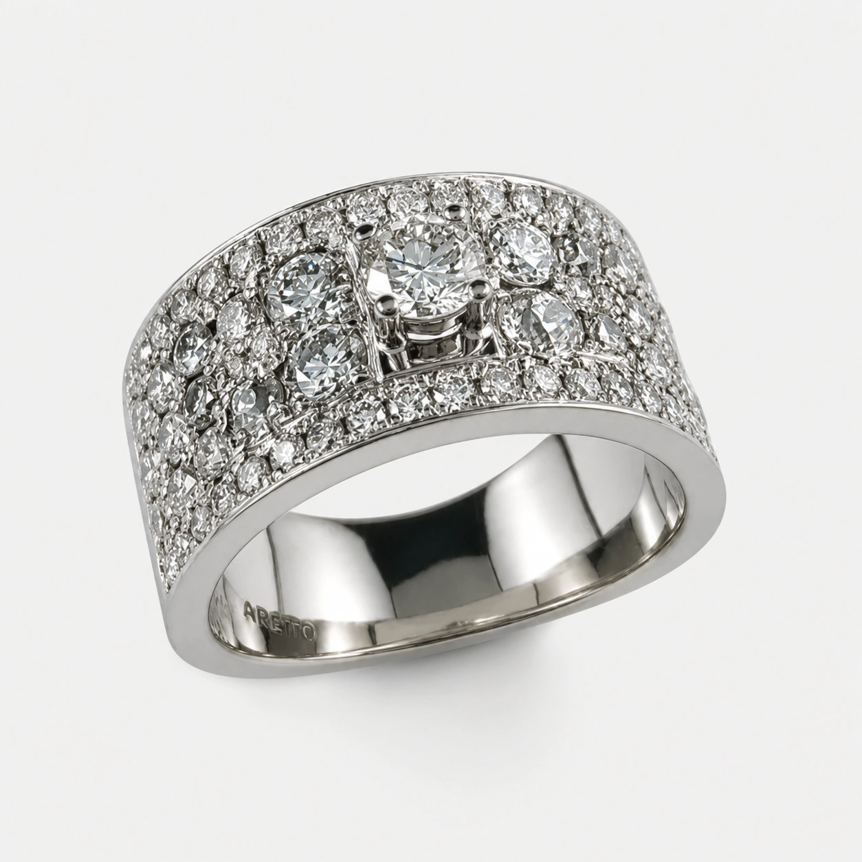 19K White Gold Diamond Pave Ring
