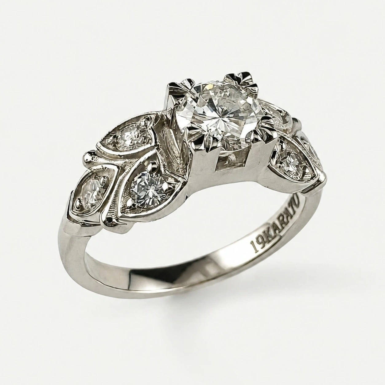 19K White Gold Diamond Ring