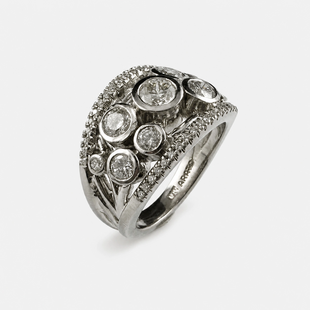 19K White Gold Multi Diamond Ring 1