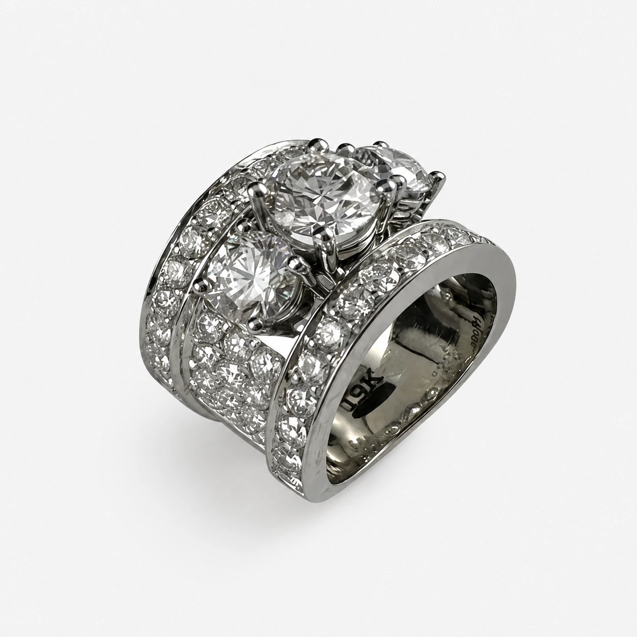 19K White Gold Multiple Diamond Dinner Ring
