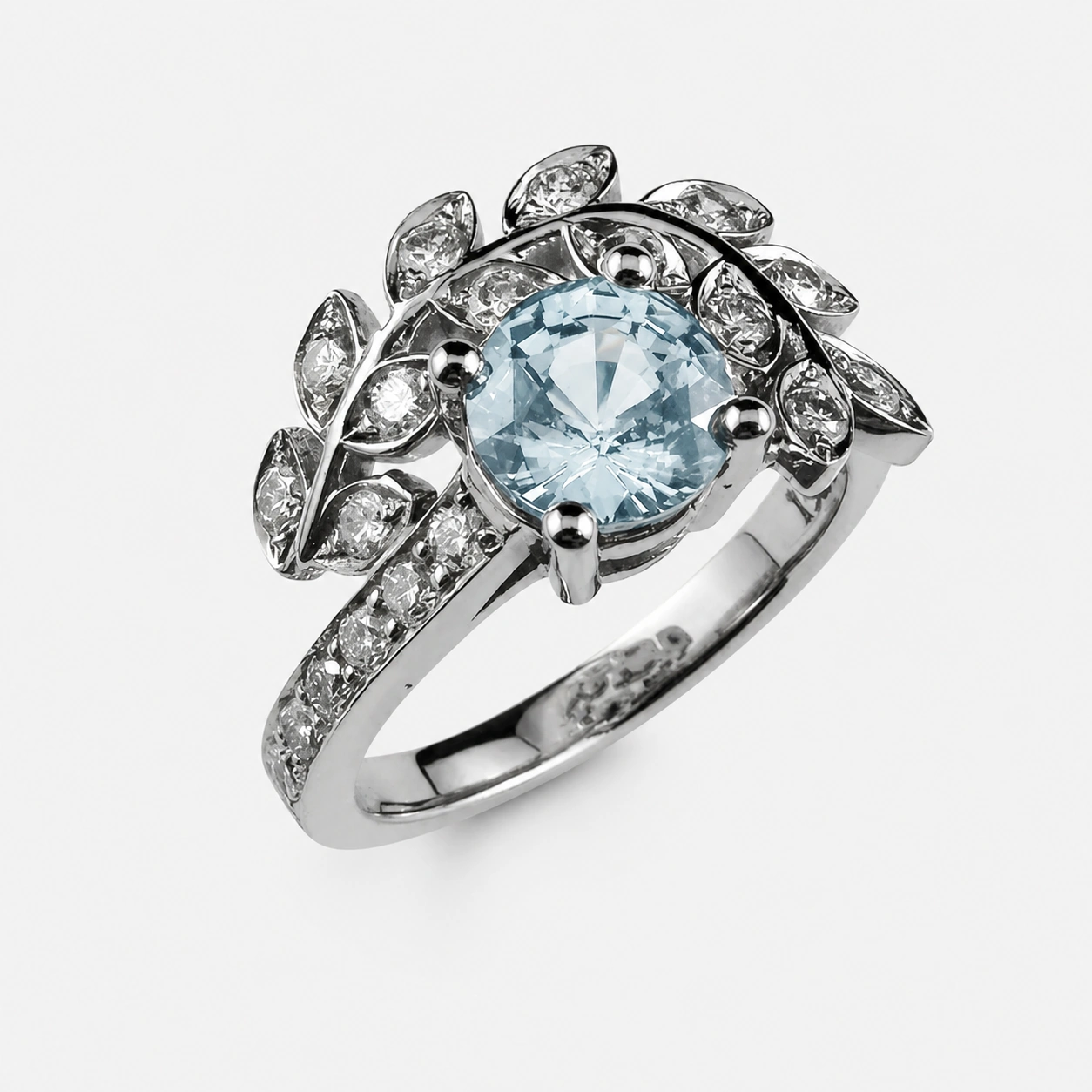 19K White Gold Pink Sapphire Diamond Ring