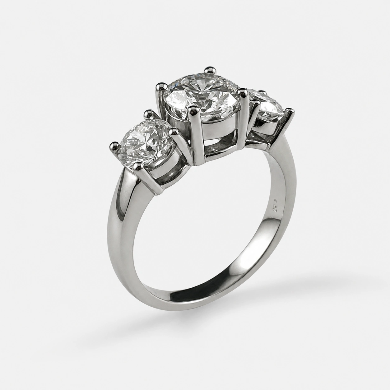 19K White Gold Three Diamond Ring