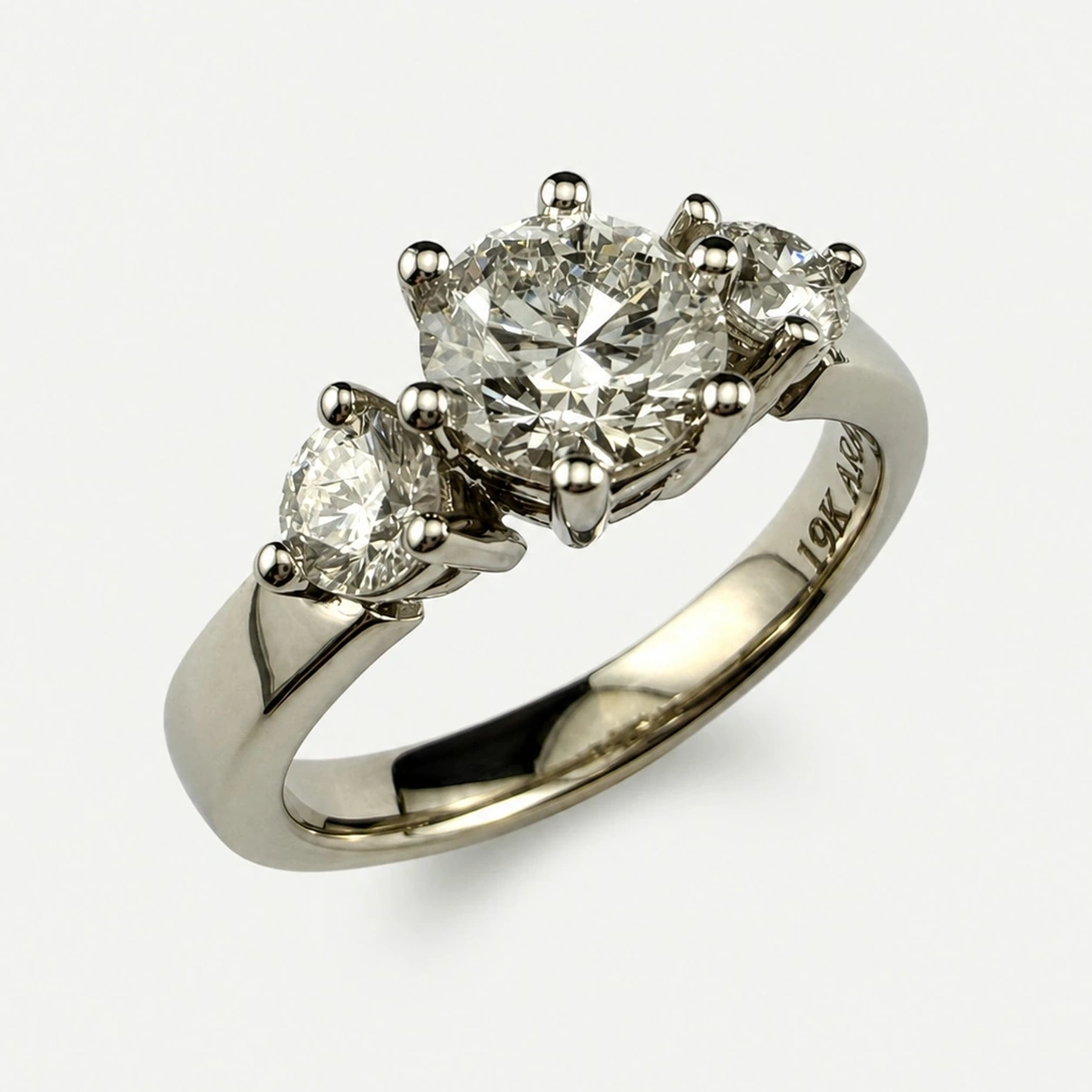 19K White Gold Trinity Diamond Ring From Avif