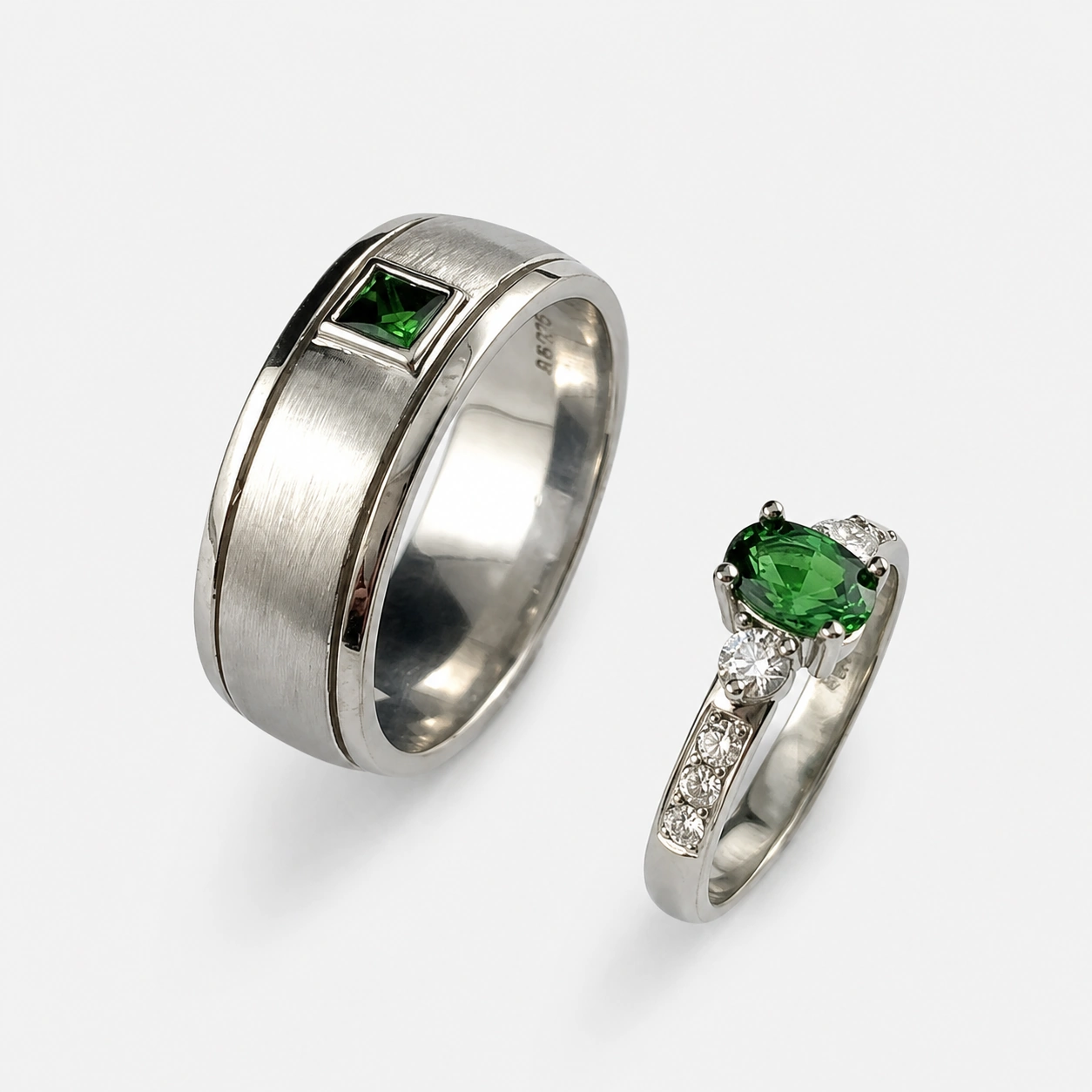 20Th Wedding Anniversary Tsavorite Garnet and Diamond Rings