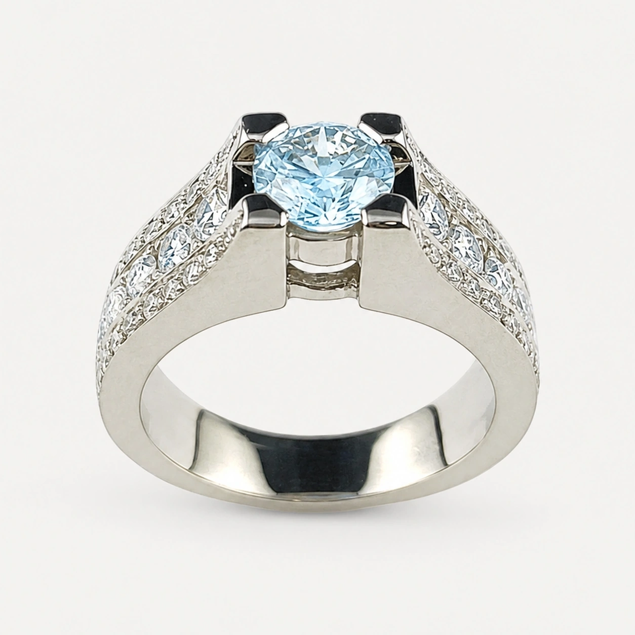 Custom Made 19K White Gold Diamond Ring