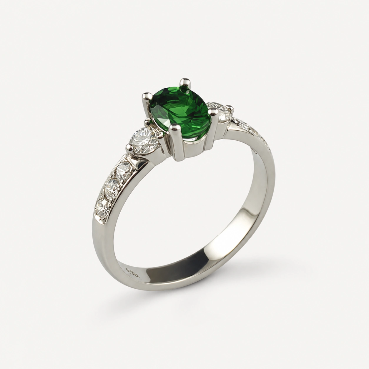 Gents 14K White Gold Tsavorite Garnet Ring