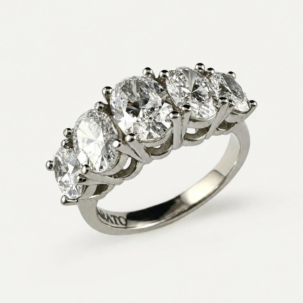 Ladys 19K White Gold Oval Brilliant Lab Created Diamond Ring