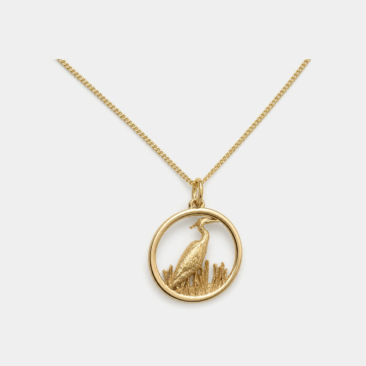 14K Yellow Gold Heron Pendant