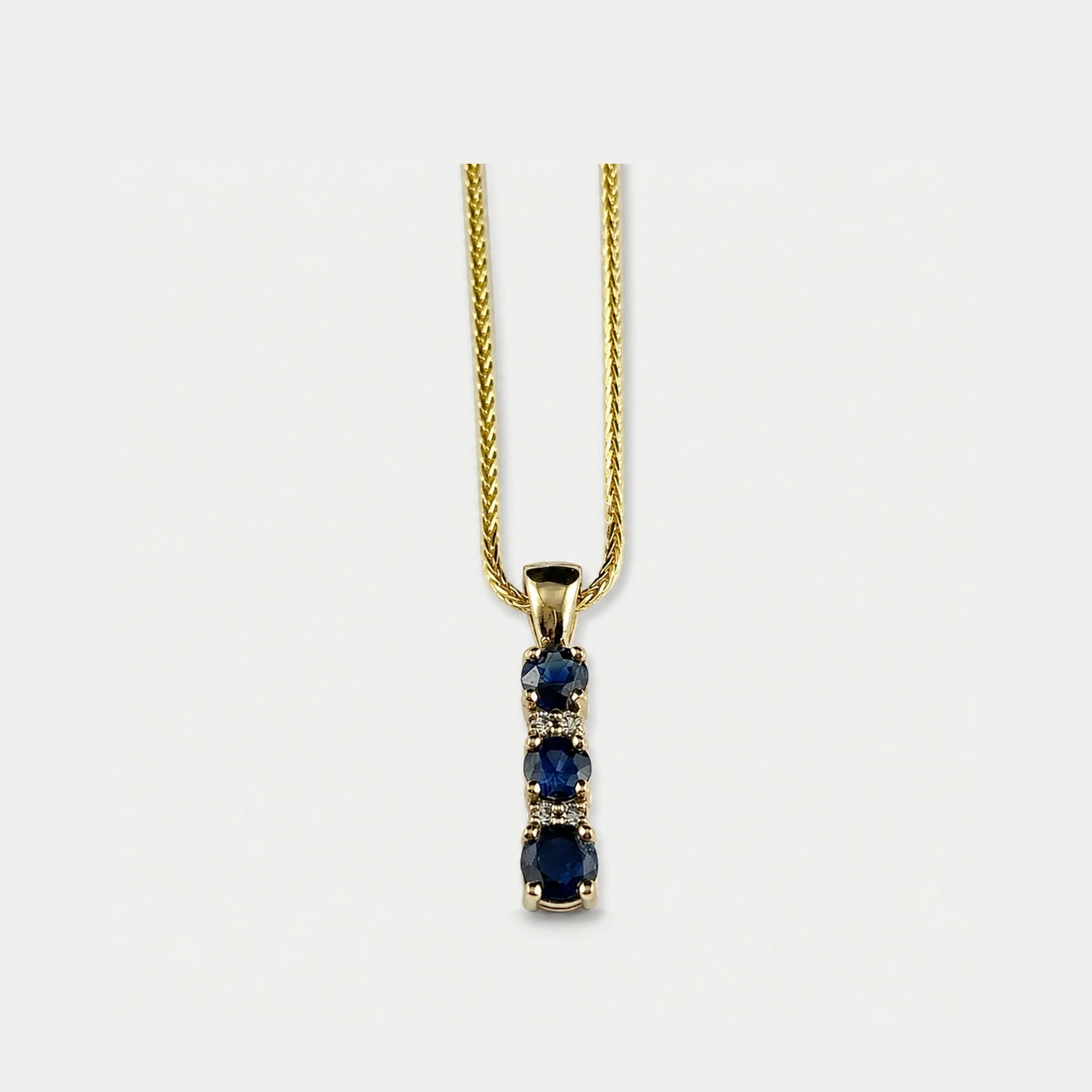 14K Yellow Gold Sapphire Diamond Pendant