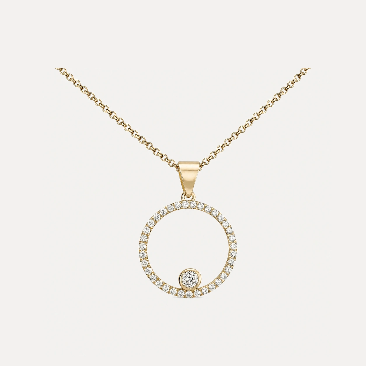 18K Yellow Gold Diamond Eternity Pendant