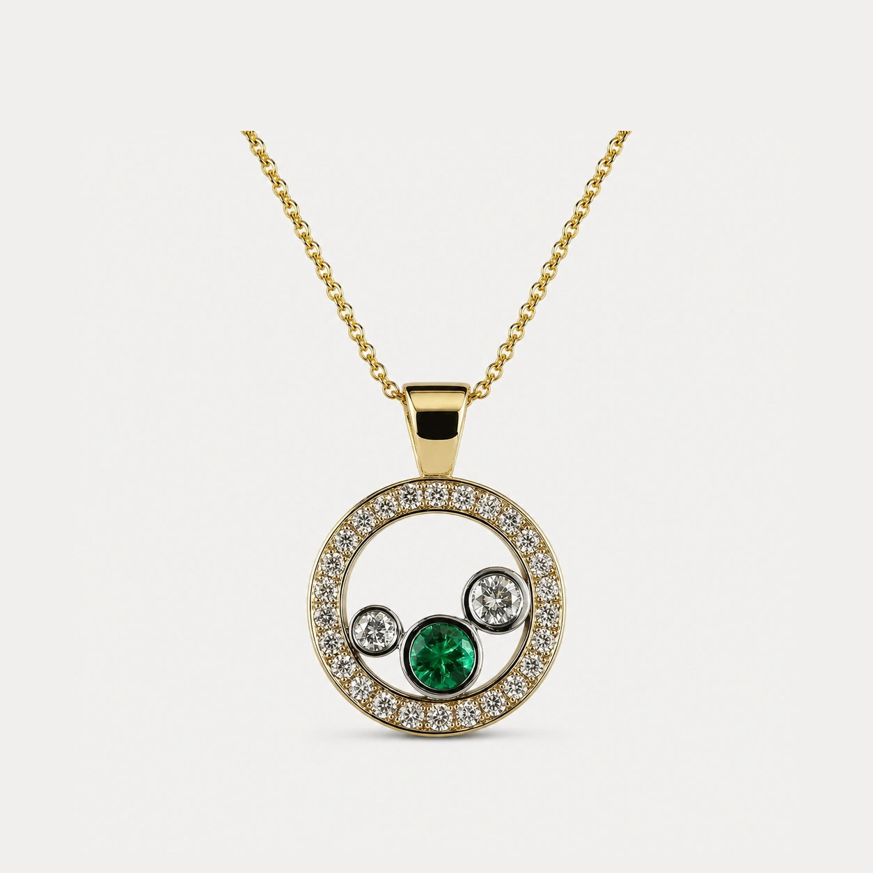 18K Yellow Gold Emerald Pendant