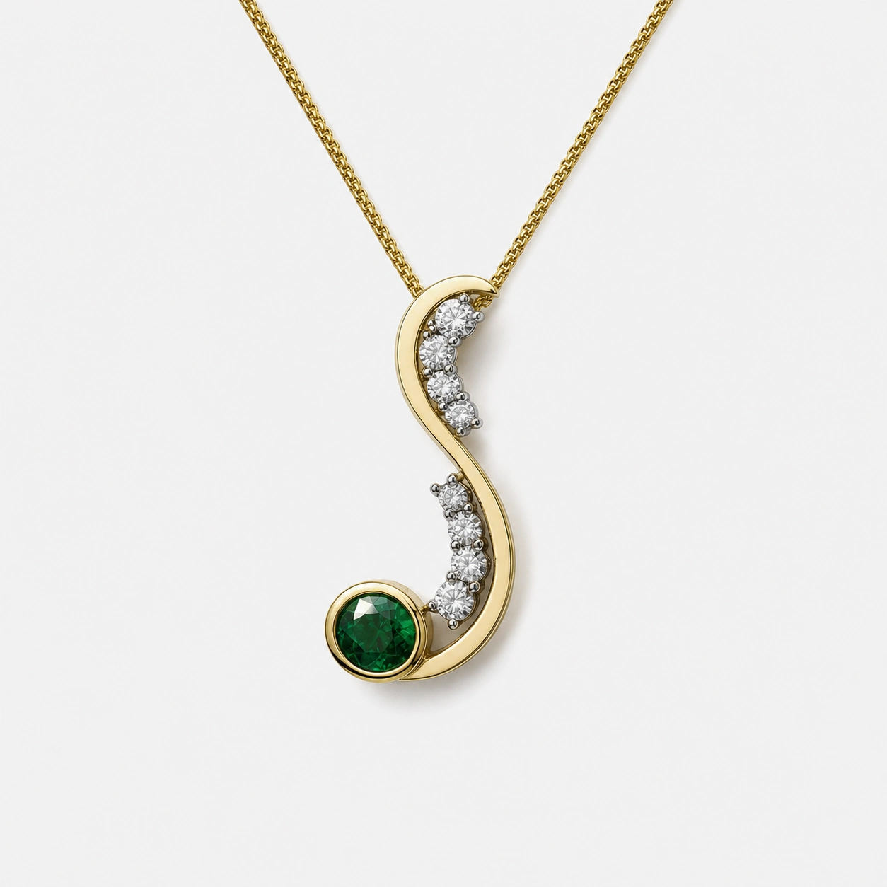 18K Yellow Gold and 19K White Gold Tsavorite and Diamond Pendant