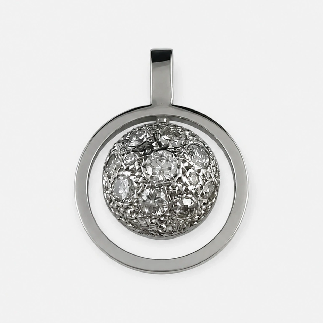 19K White Gold Diamond Pave Pendant