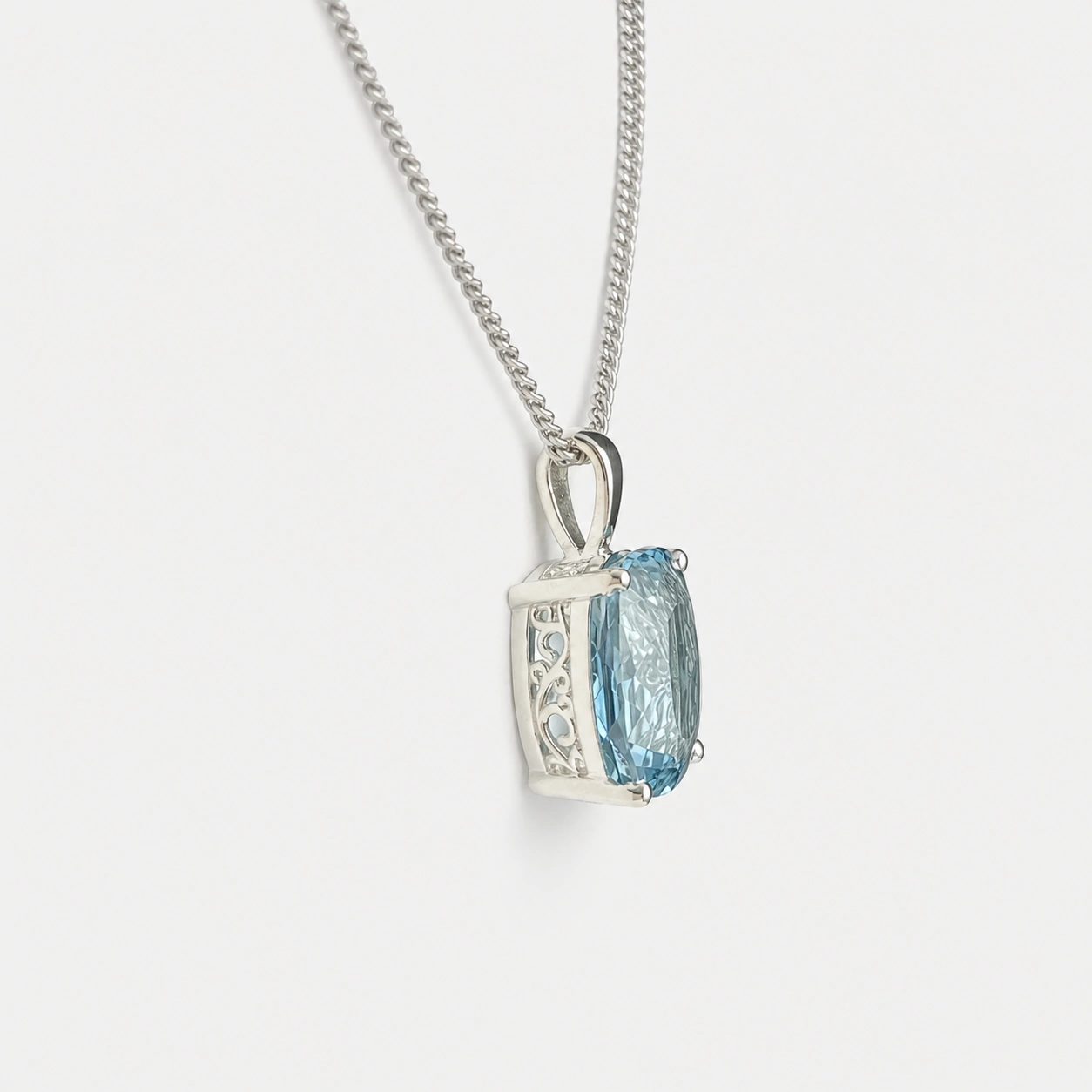 Sterling Silver Blue Stone Pendant 2