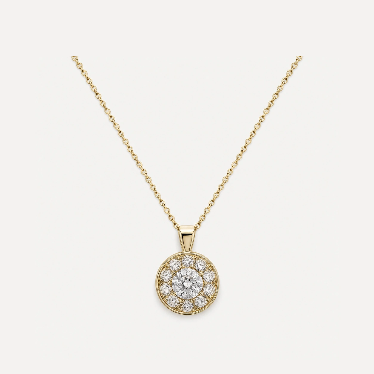 Yellow Gold Diamond Cluster Pendant