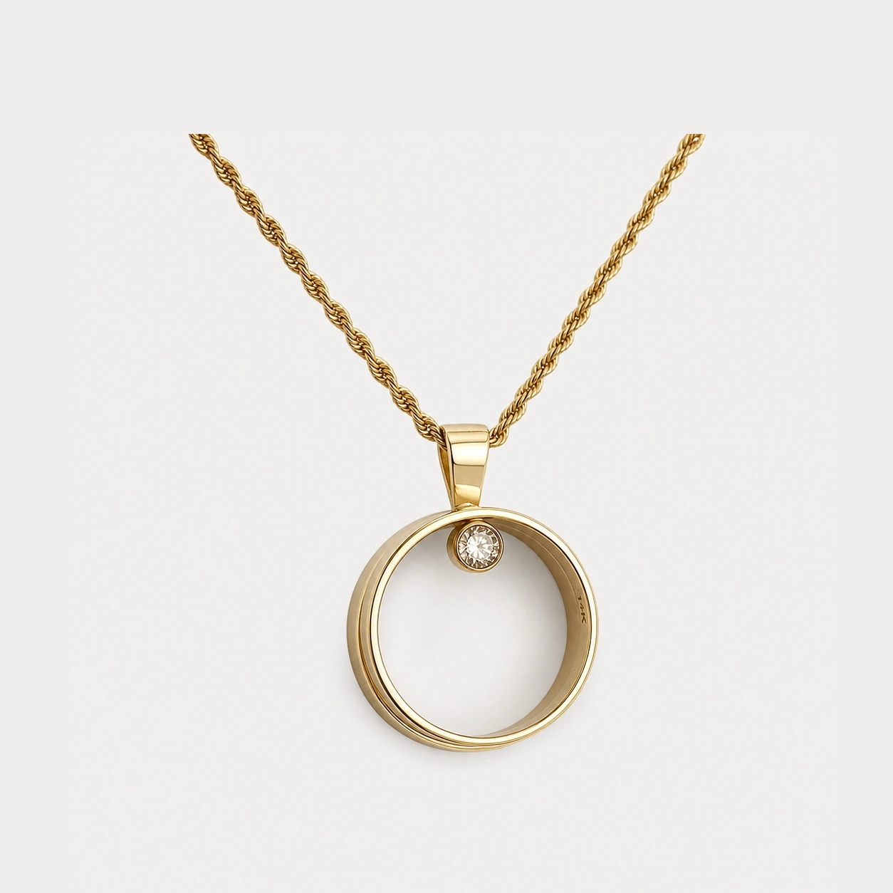 Yellow Gold Pendant Wedding Band Set