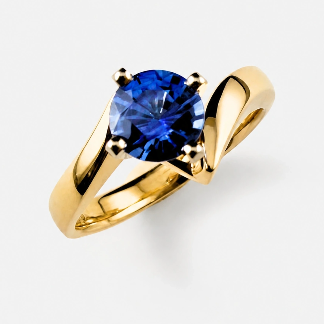 14K Yellow Gold Blue Sapphire Ring