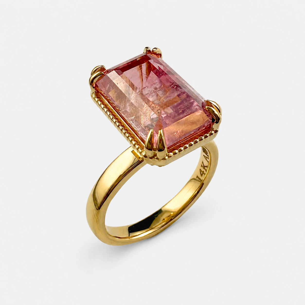 14K Yellow Gold Pink Tourmaline Solitaire