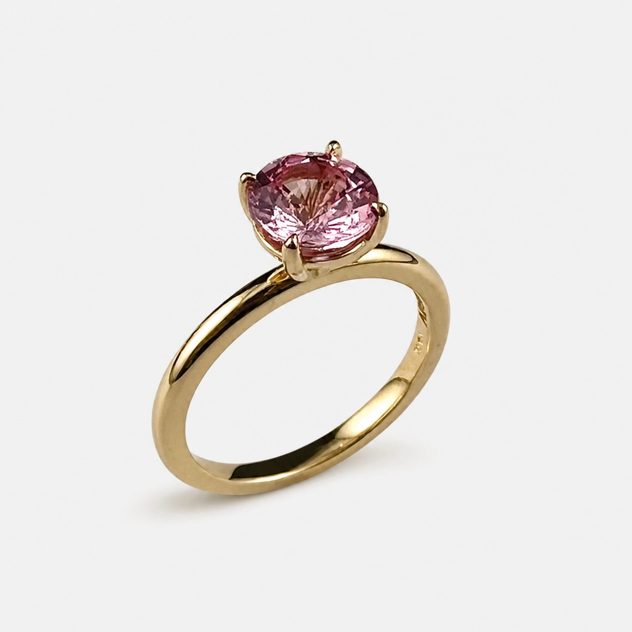 18K Yellow Gold Pink Sapphire Engagement Ring
