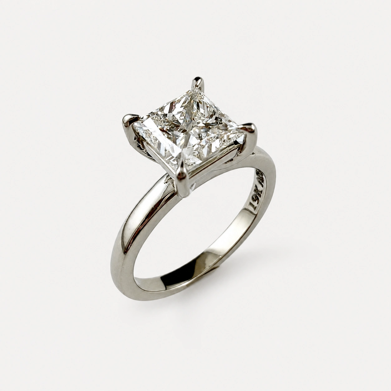 19K White Gold Princess Cut Lab Created Solitaire