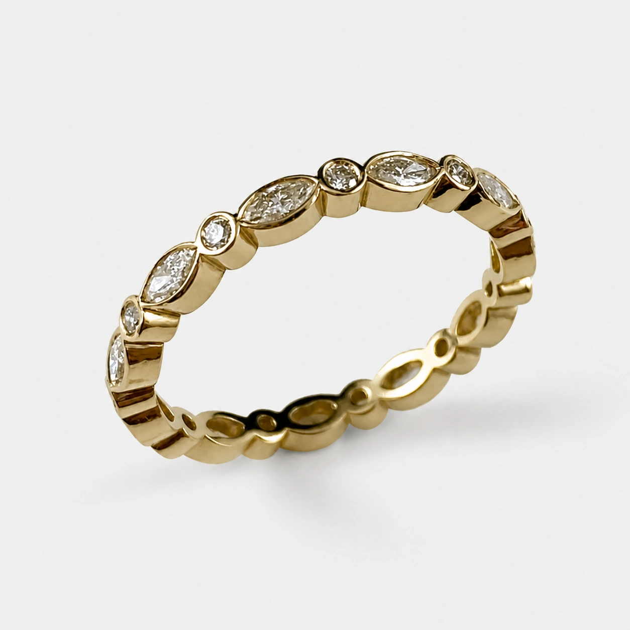 18K Marquise 26 Round Brilliant Cut Diamond Eternity Band