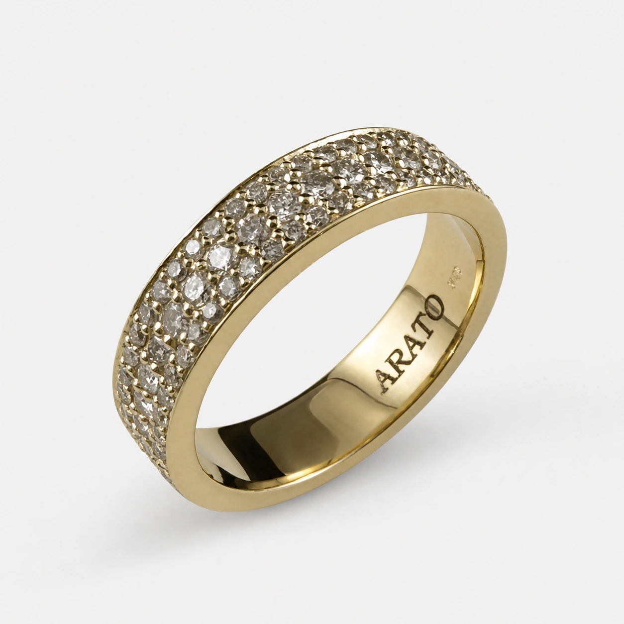 18K Yellow Gold Pave Diamond Wide Eternity Band
